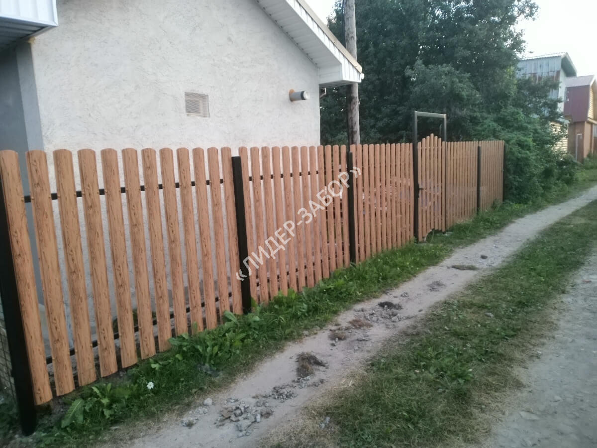 Купить Забор из штакетника под дерево цвет Кипарис